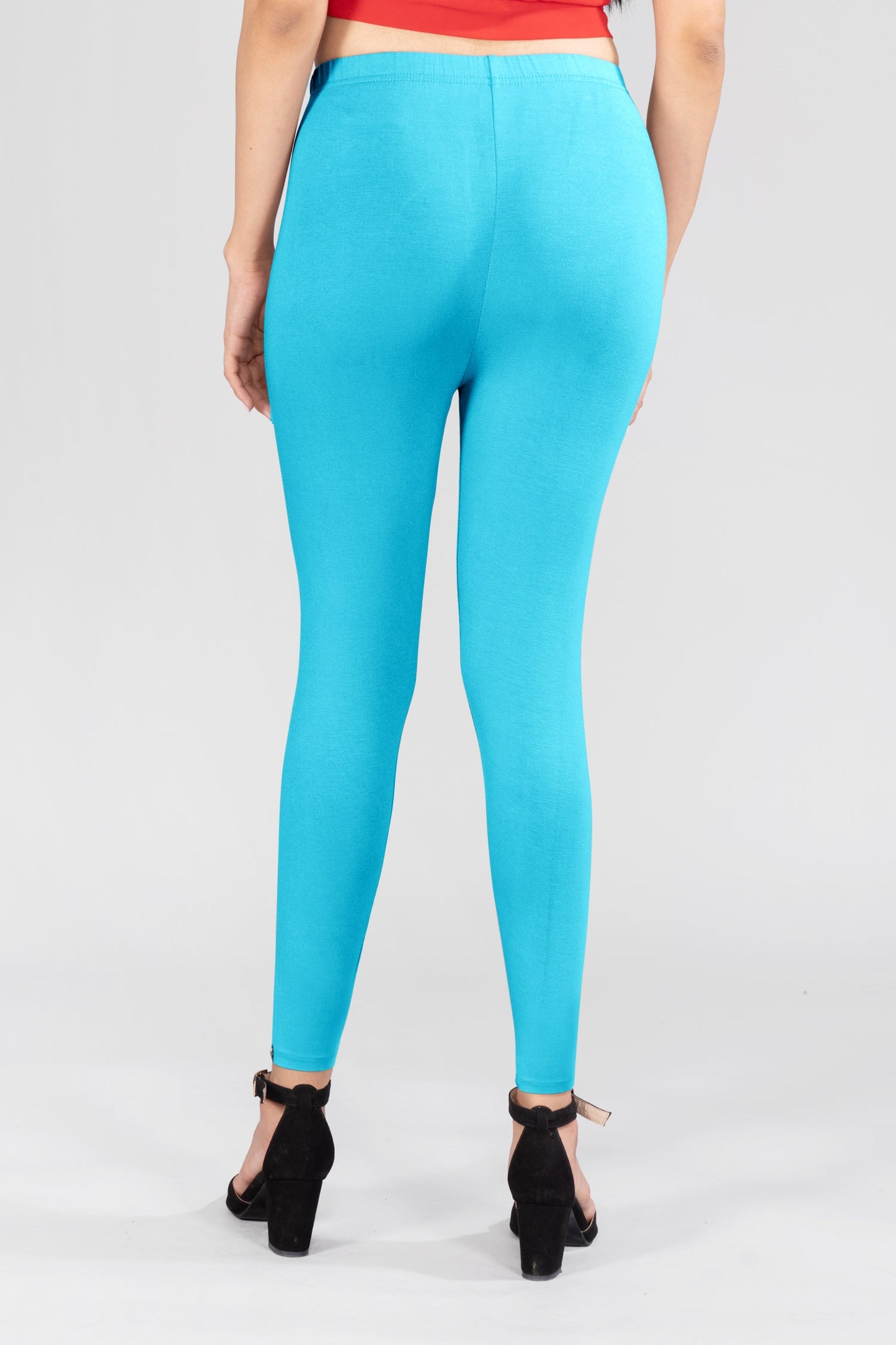 Aura Blue Viscose Ankle Leggings