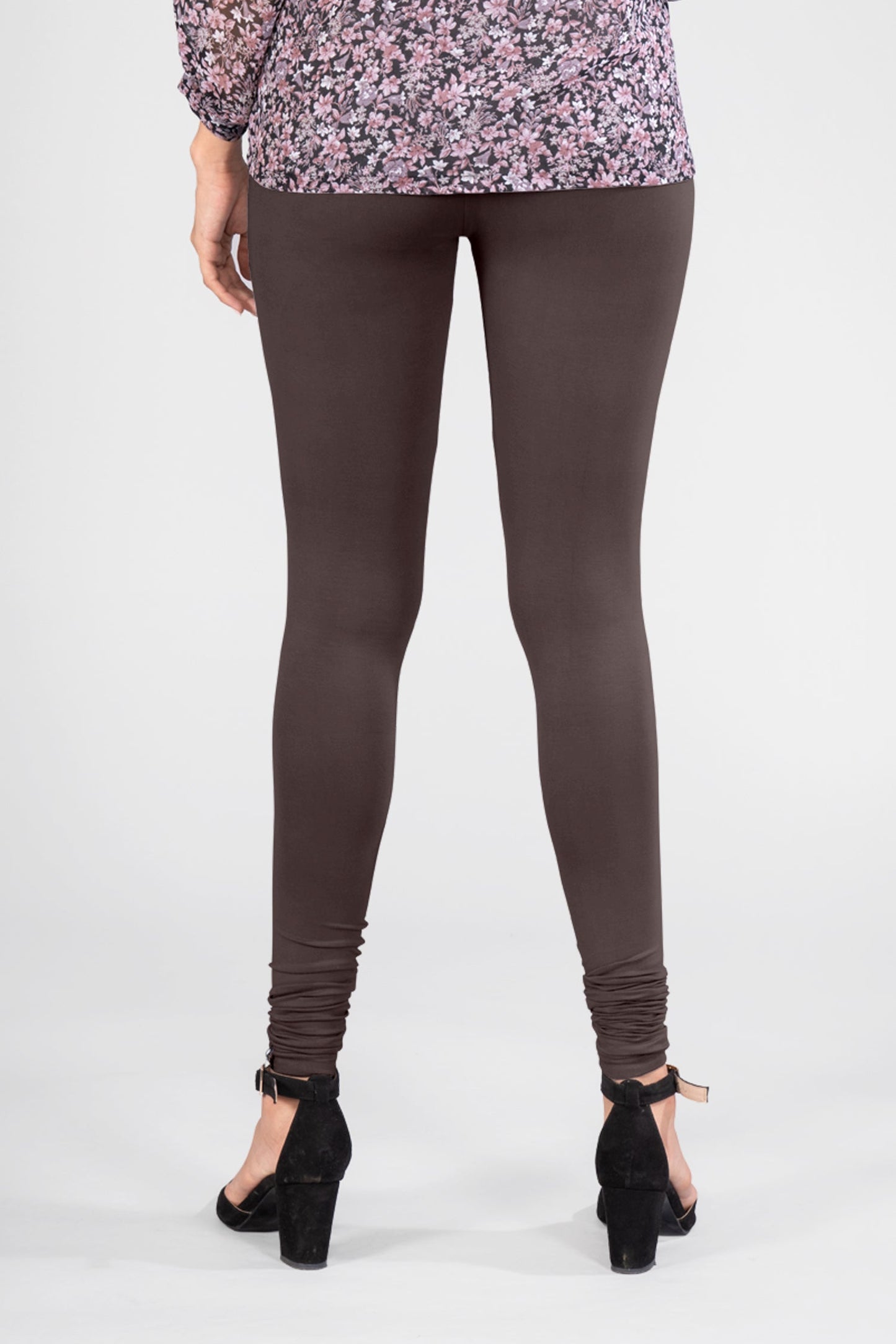 Solid Brown Viscose Churidar Leggings