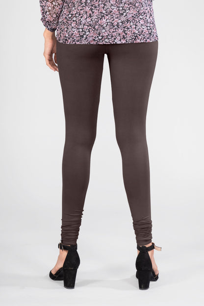 Solid Brown Viscose Churidar Leggings