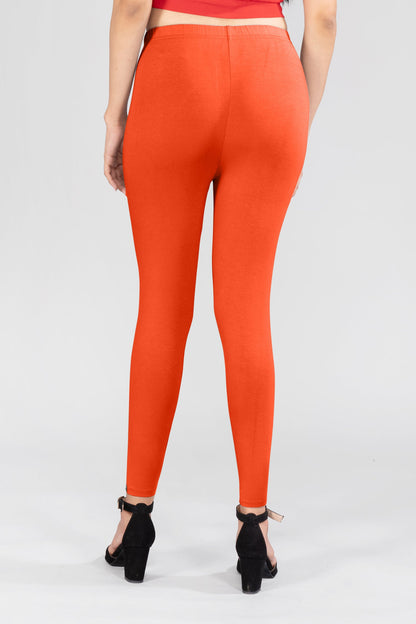 Orange Spark Viscose Ankle Leggings