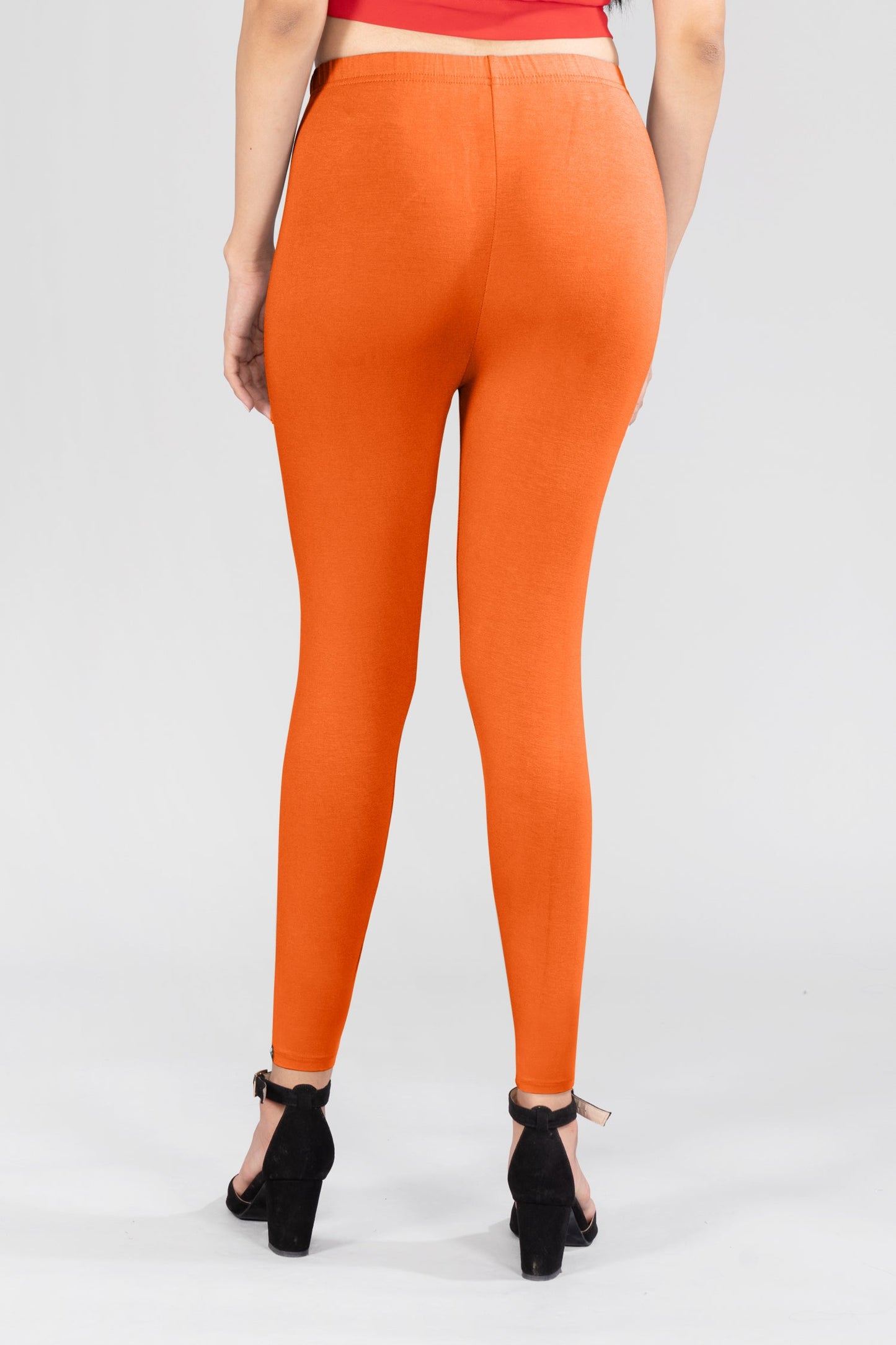 Zippy Orange Viscose Ankle Leggings