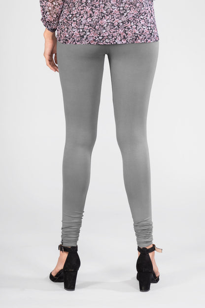 Elegant Grey Viscose Churidar Leggings