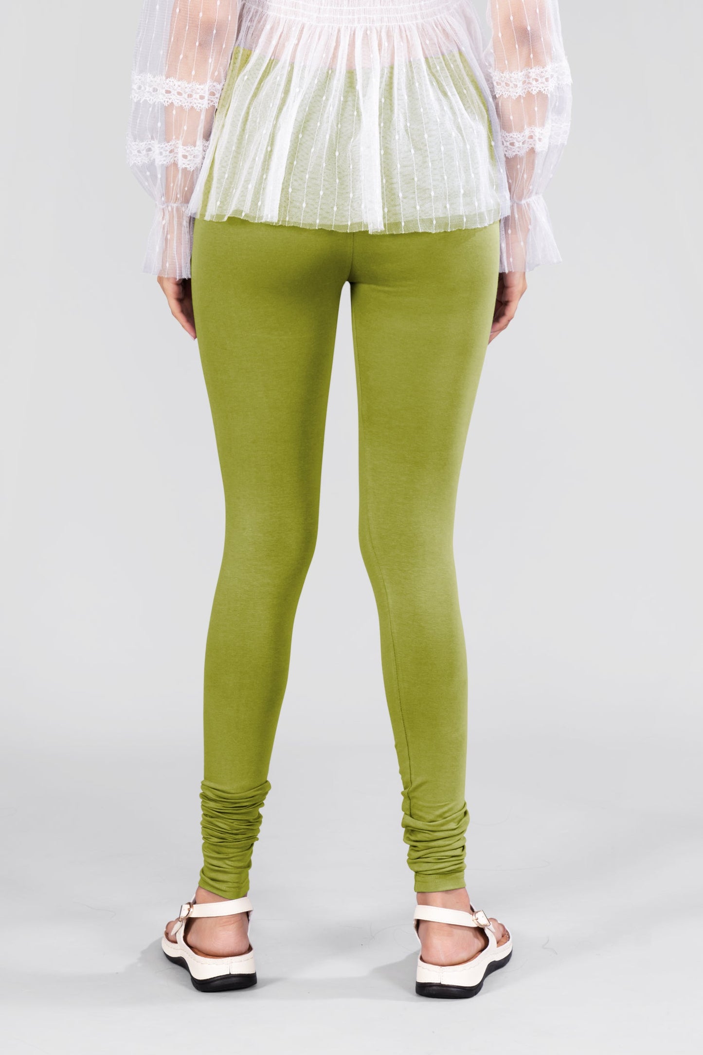 Olive Cotton Churidar Leggings