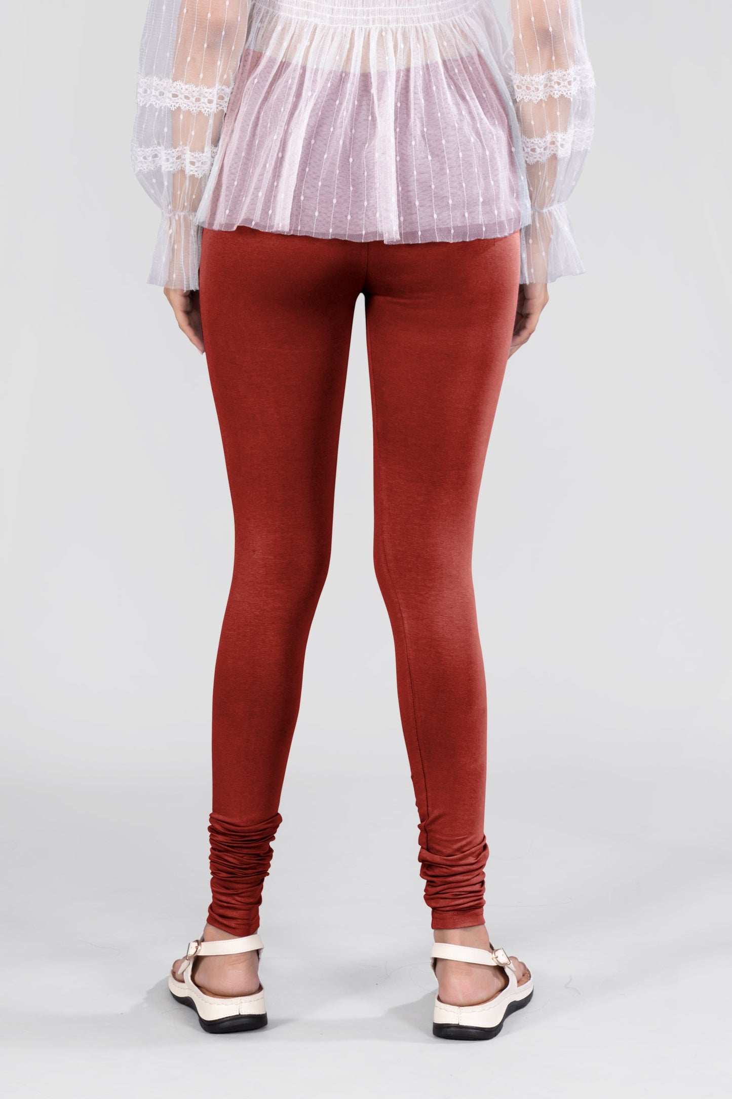New Dark Red Cotton Churidar Leggings