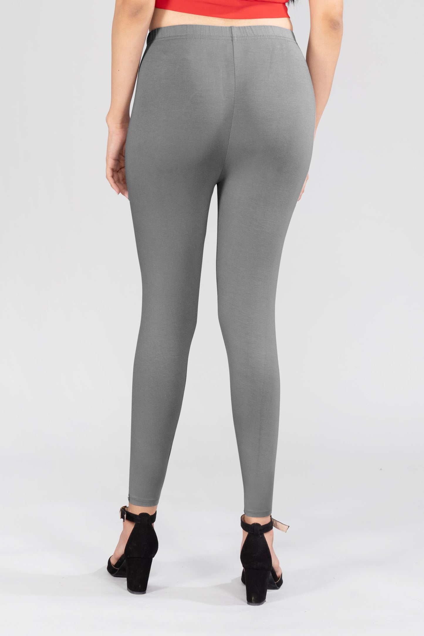 Elegant Grey Viscose Ankle Leggings