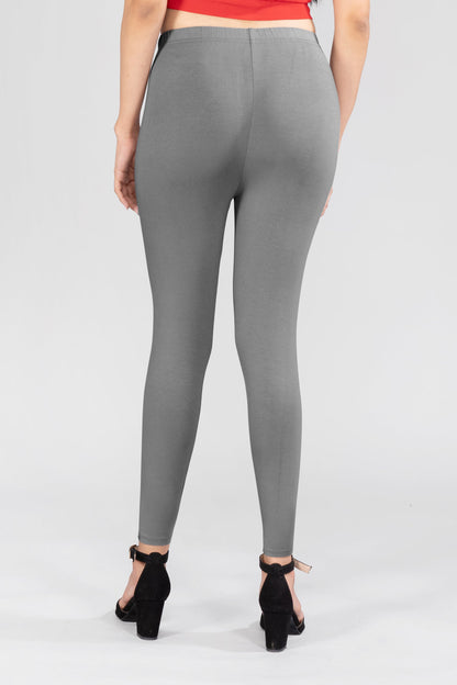 Elegant Grey Viscose Ankle Leggings