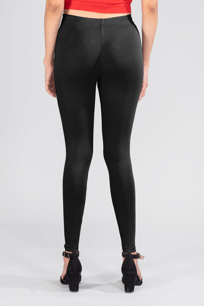 Black Cotton Ankle Leggings