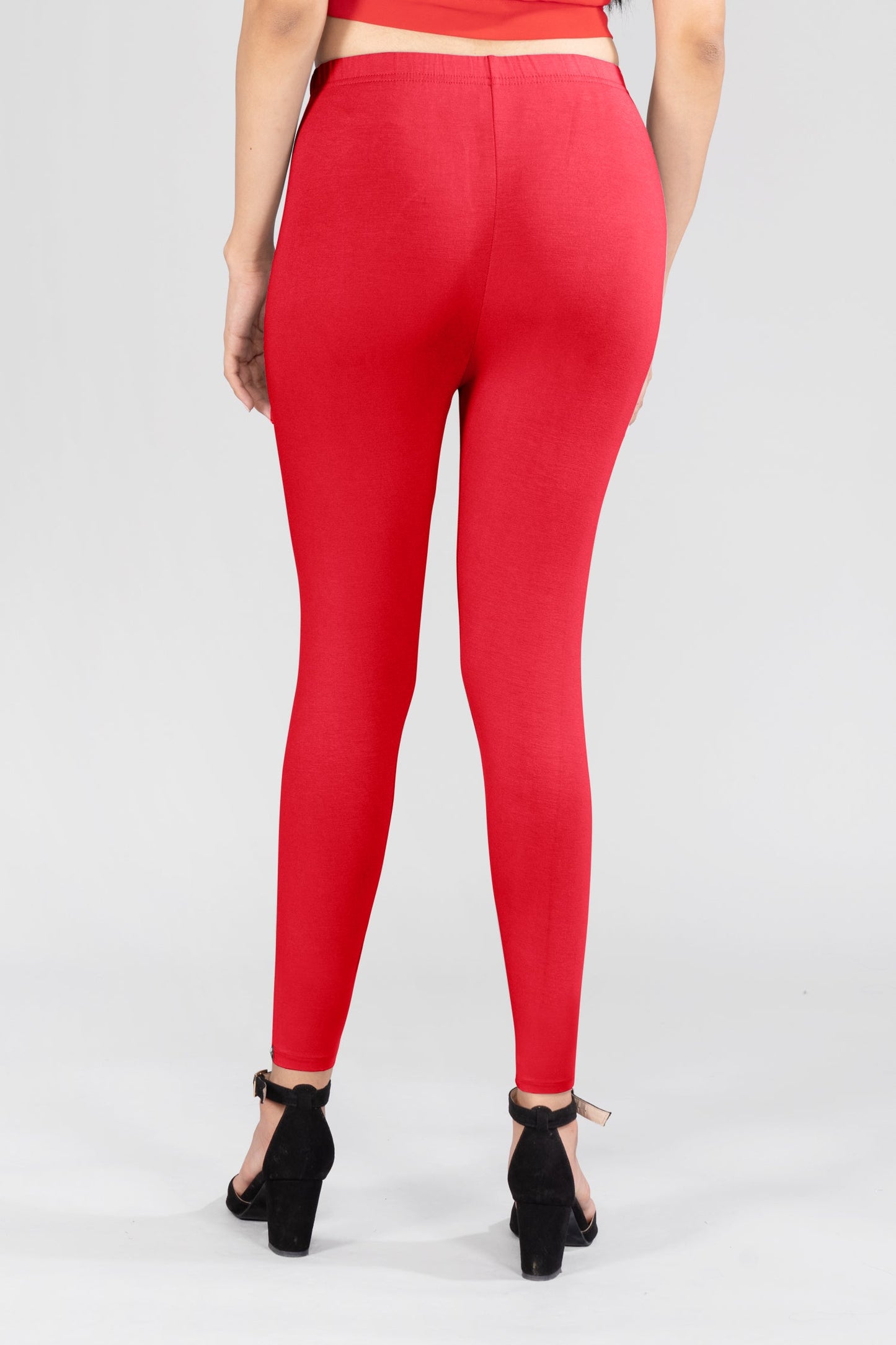 Platonic Red Viscose Ankle Leggings