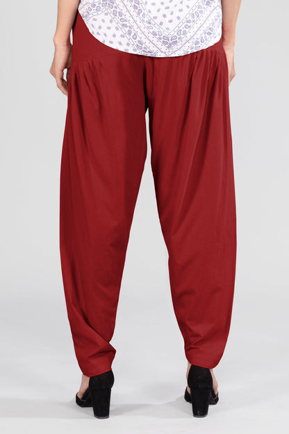 Maroon Cotton Patiala Pants
