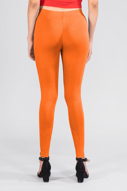 Orange Cotton Ankle Leggings