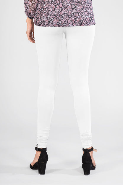 Angelic White Viscose Churidar Leggings