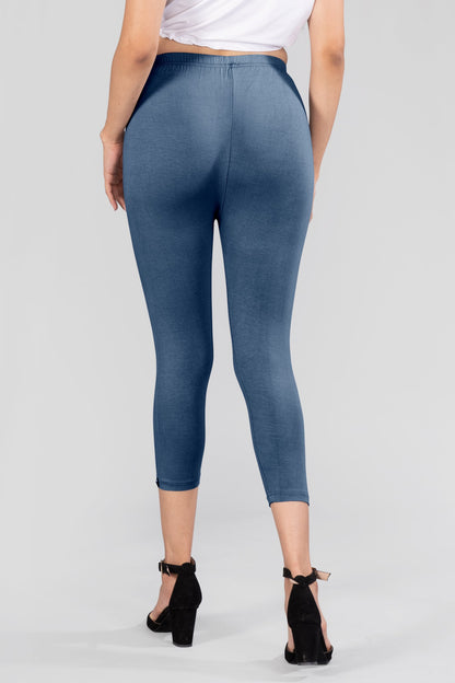 Bravo Blue Viscose Capri Leggings