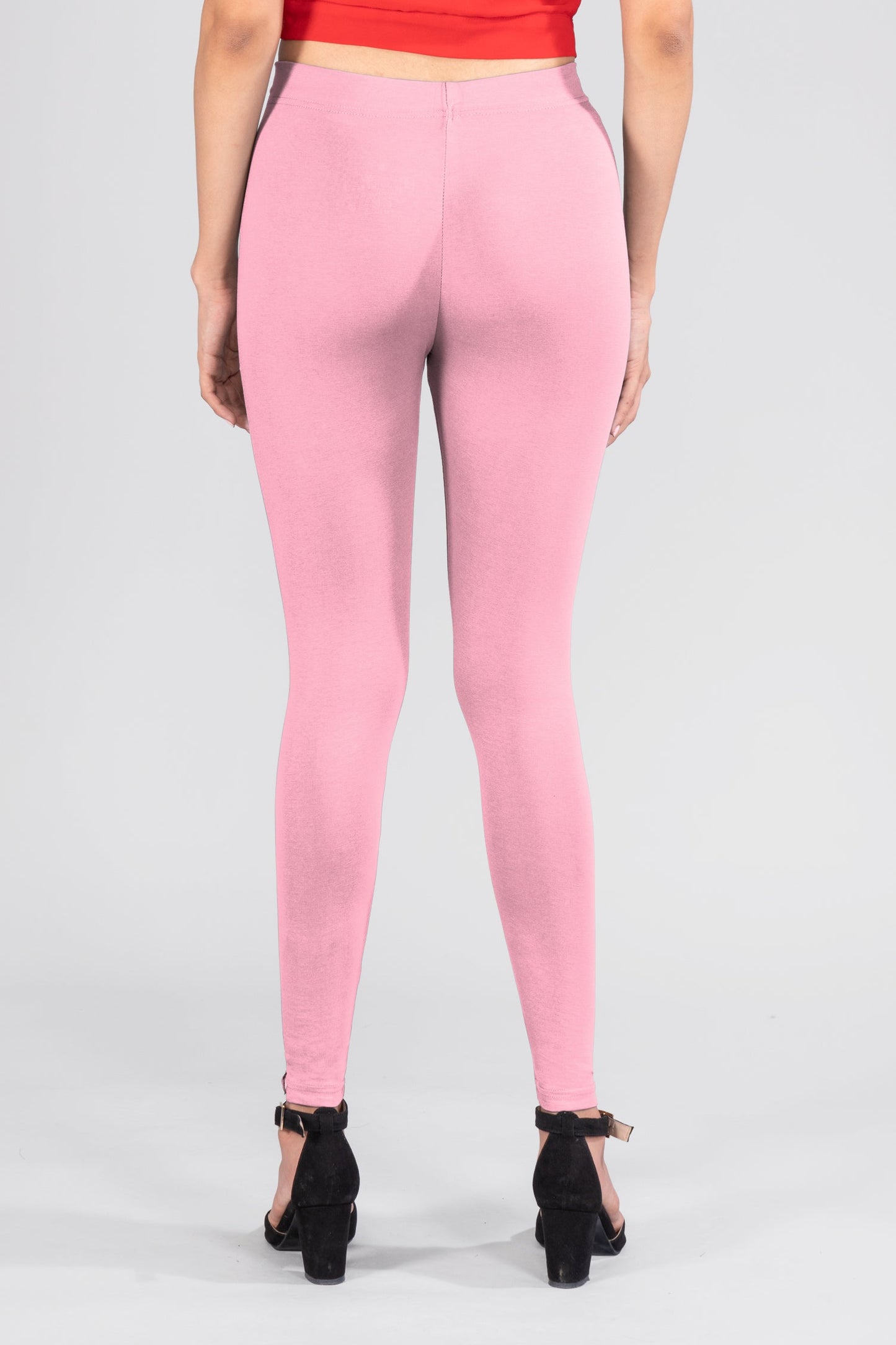 Pink Cotton Ankle Leggings