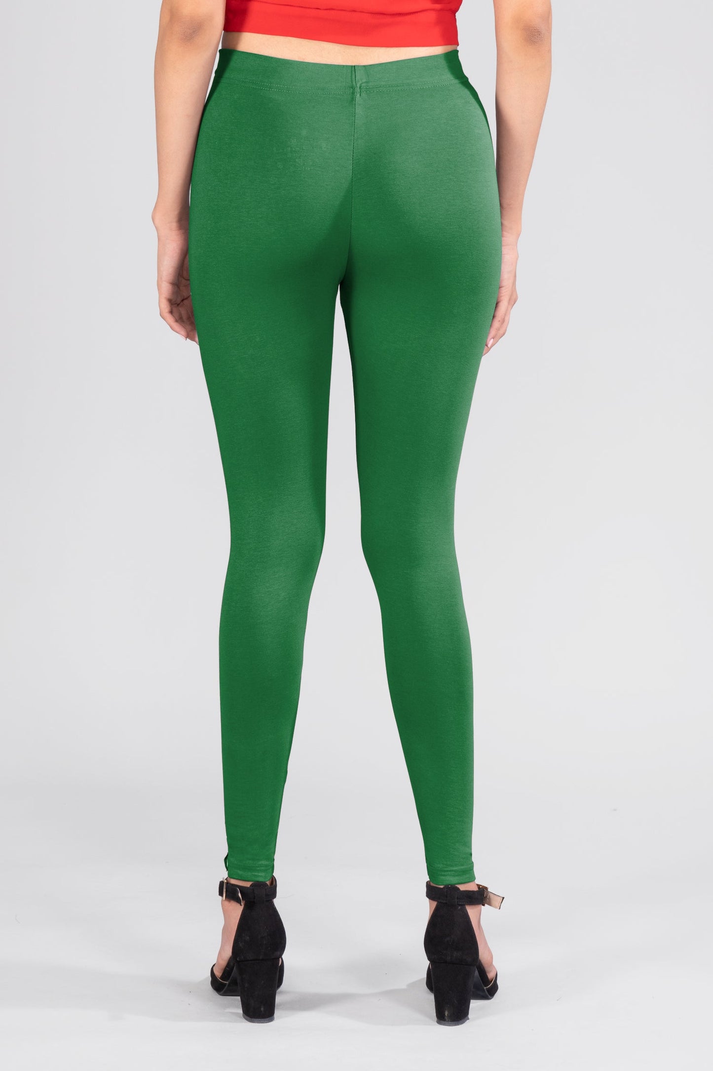 Dark Green Cotton Ankle Leggings