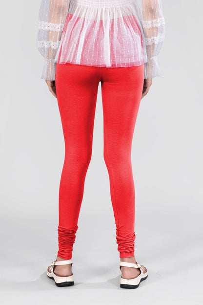 Red Cotton Churidar Leggings