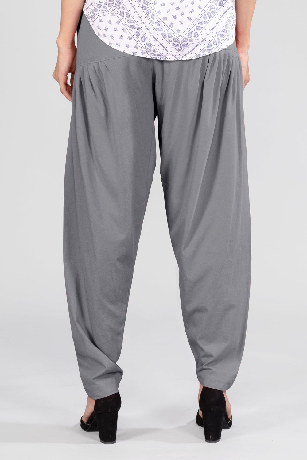 Grey Cotton Patiala Pants