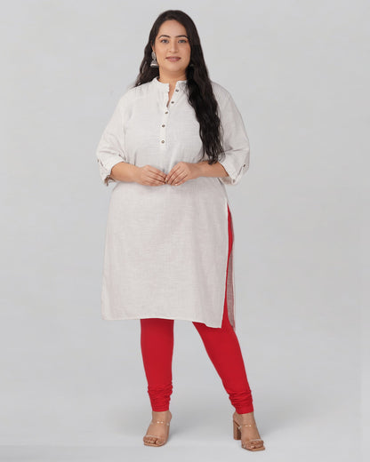 Red Plus Size Cotton Churidar Leggings