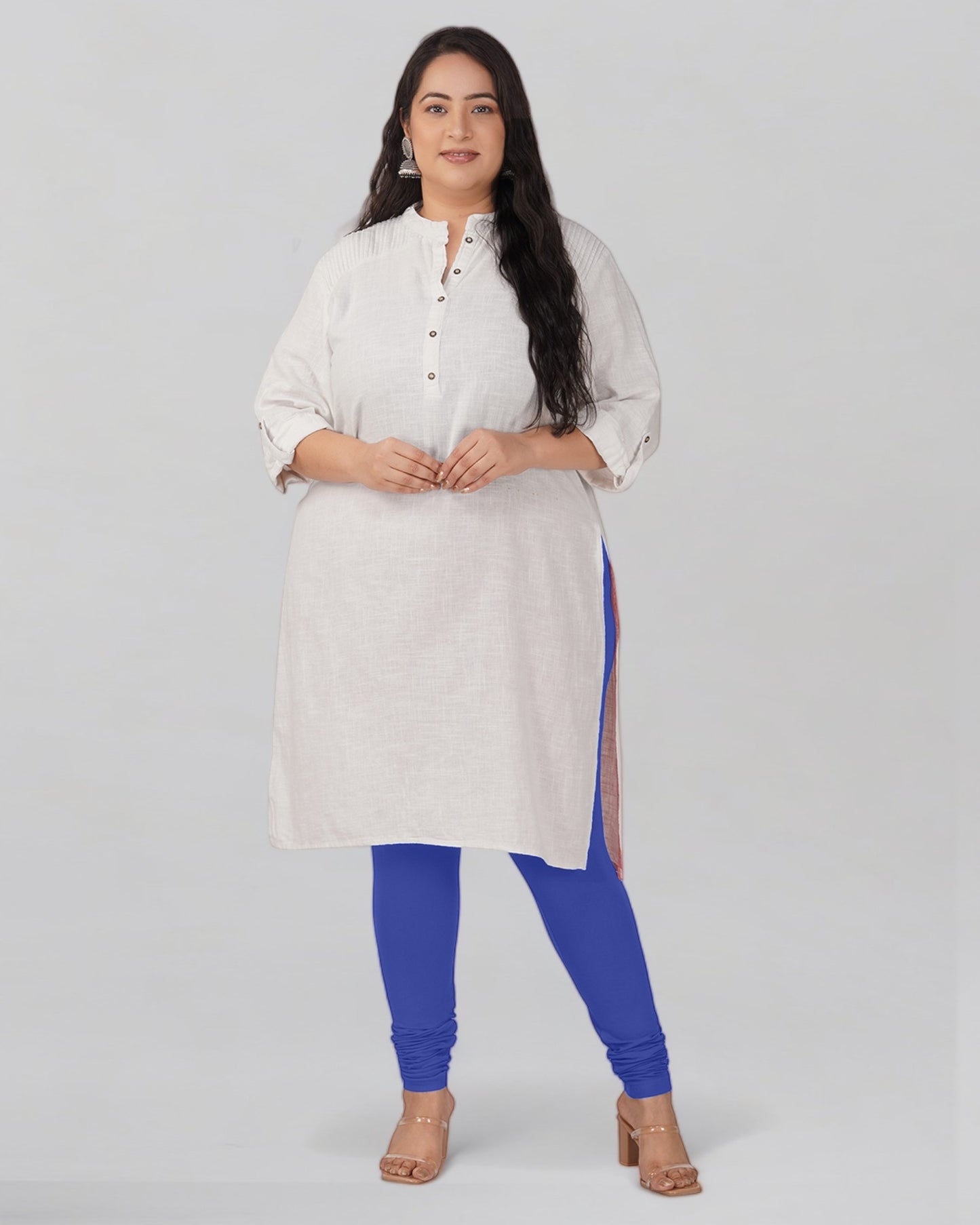Royal Blue Plus Size Cotton Churidar Leggings