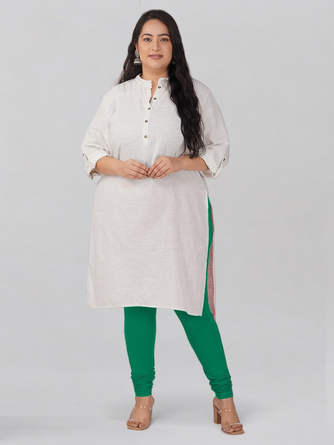 New Neon Green Plus Size Cotton Churidar Leggings