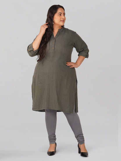 Grey Plus Size Cotton Churidar Leggings