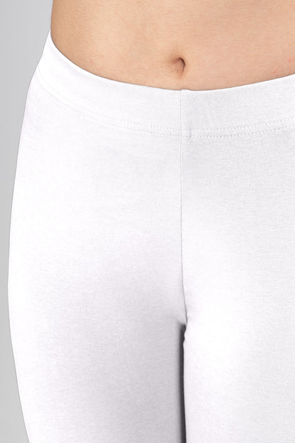 White Cotton Ankle Leggings