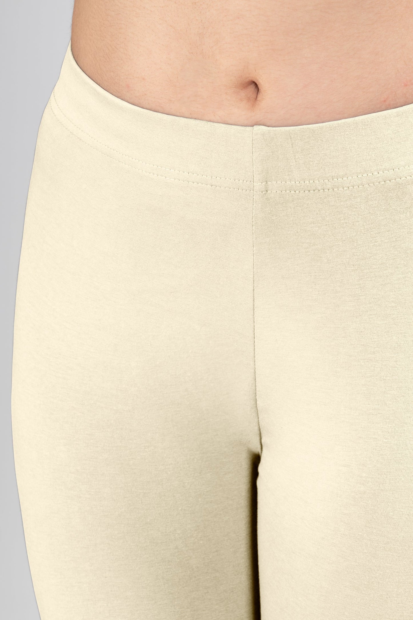 Cream Cotton Ankle Leggings