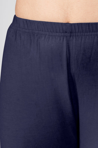 Vintage Blue Viscose Capri Leggings