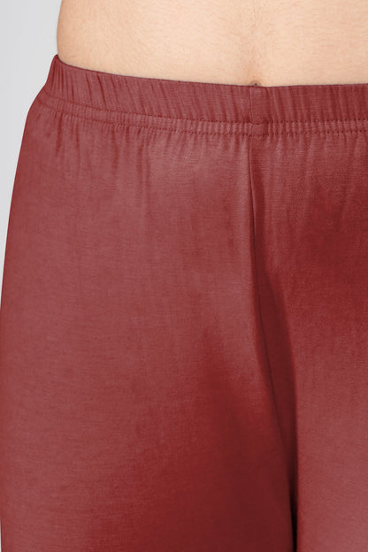 Joy Brown Viscose Capri Leggings