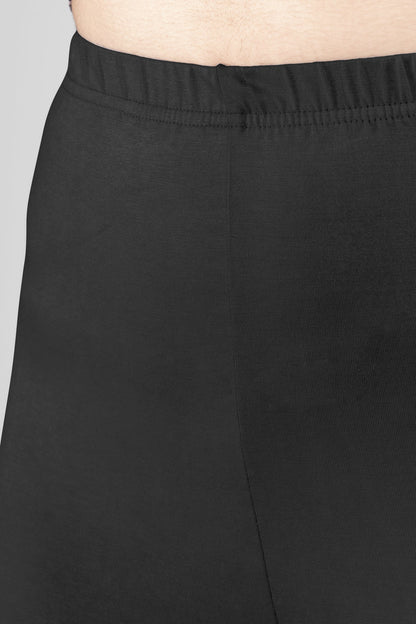 Majestic Black Viscose Churidar Leggings