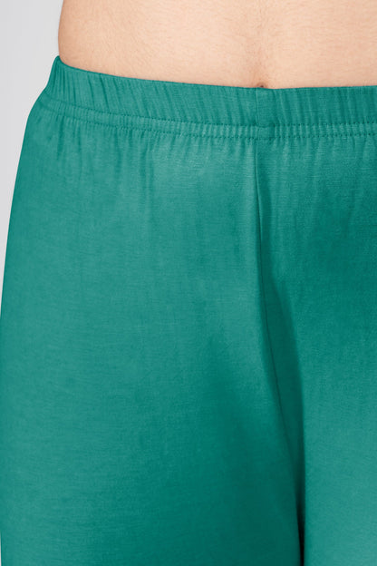 Serene Green Viscose Capri Leggings