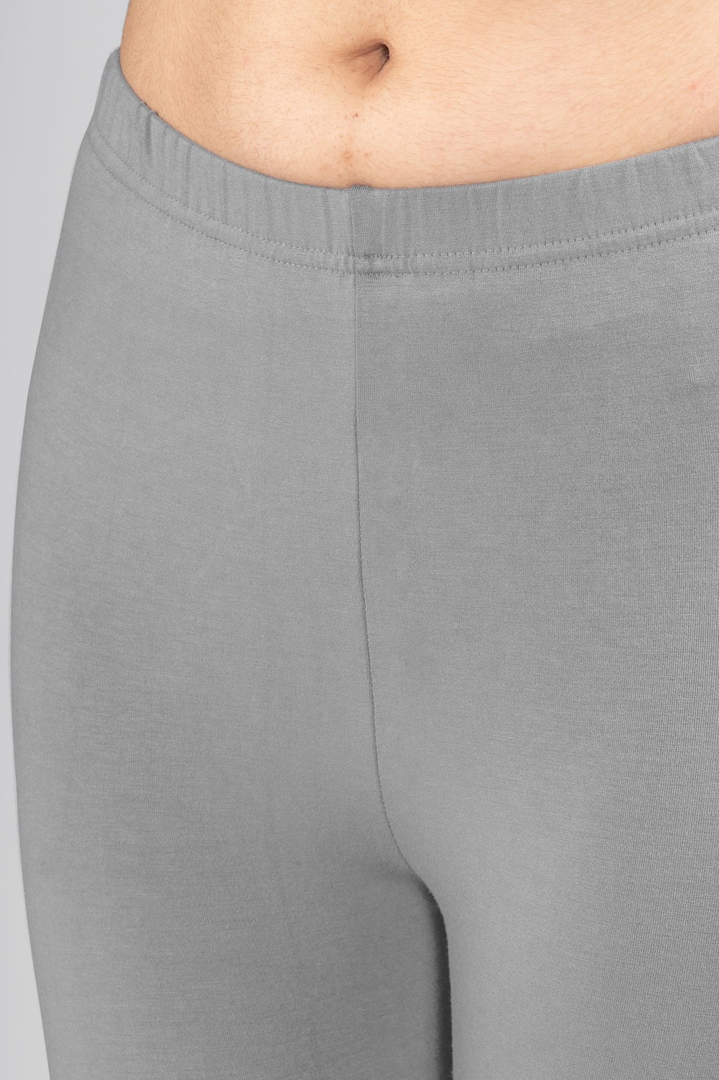 Elegant Grey Viscose Ankle Leggings
