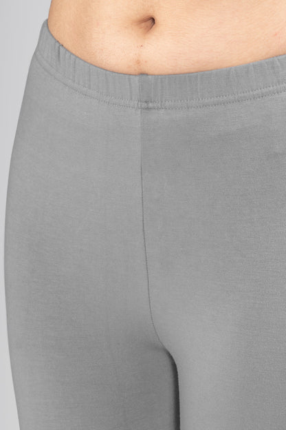 Elegant Grey Viscose Ankle Leggings