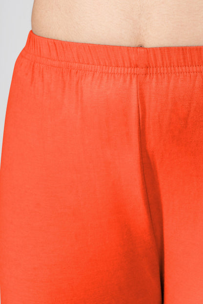 Orange Spark Viscose Capri Leggings