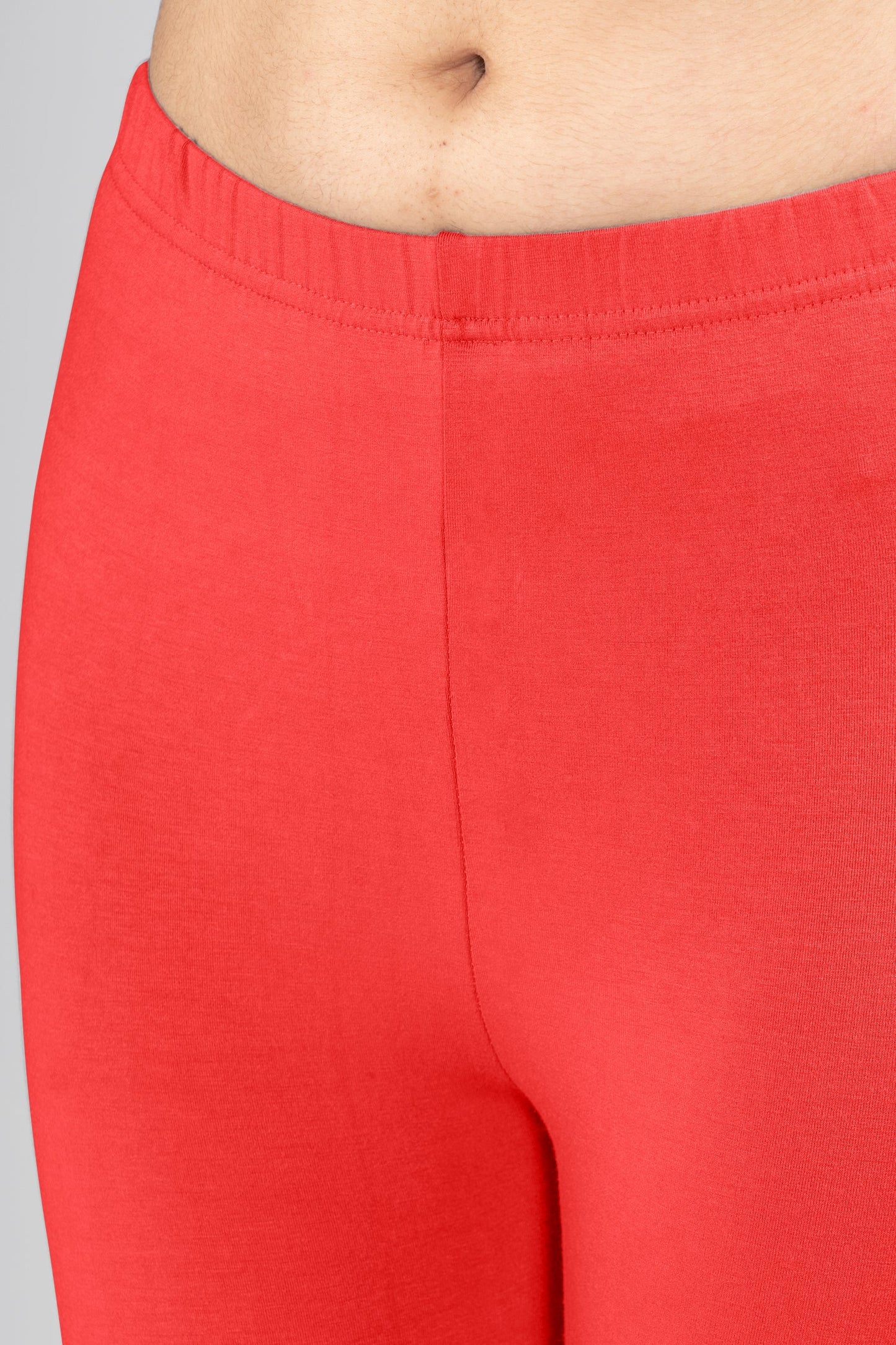 Casual Red Viscose Ankle Leggings
