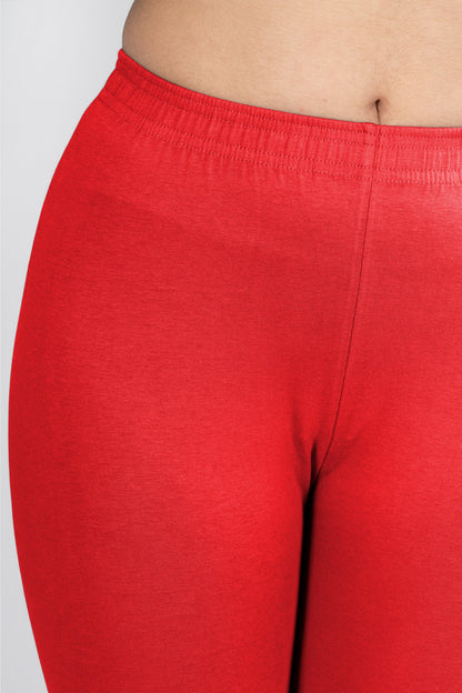 Red Cotton Churidar Leggings