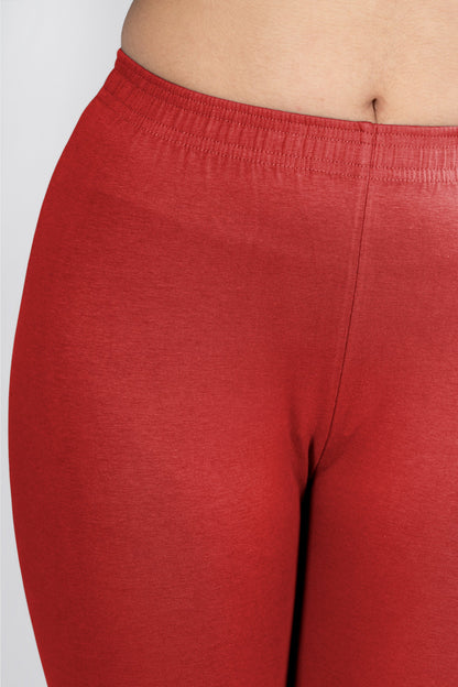 Dark Red Cotton Churidar Leggings