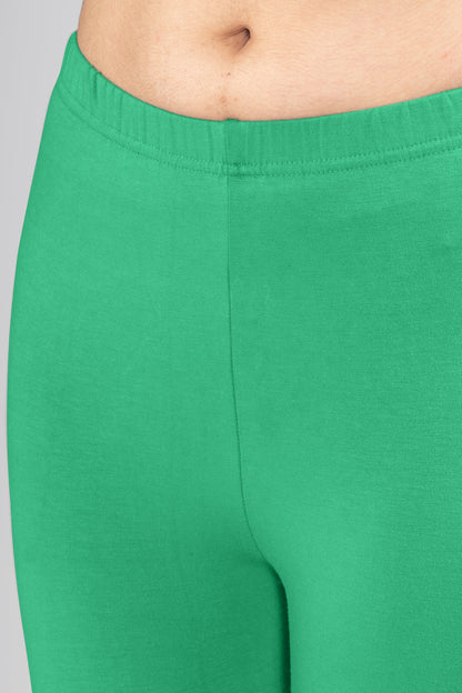 Virgin Green Viscose Ankle Leggings