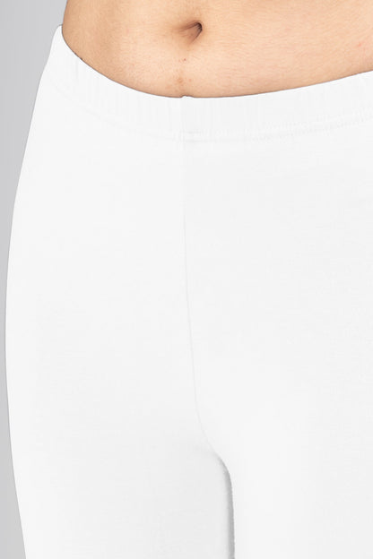 Angelic White Viscose Ankle Leggings