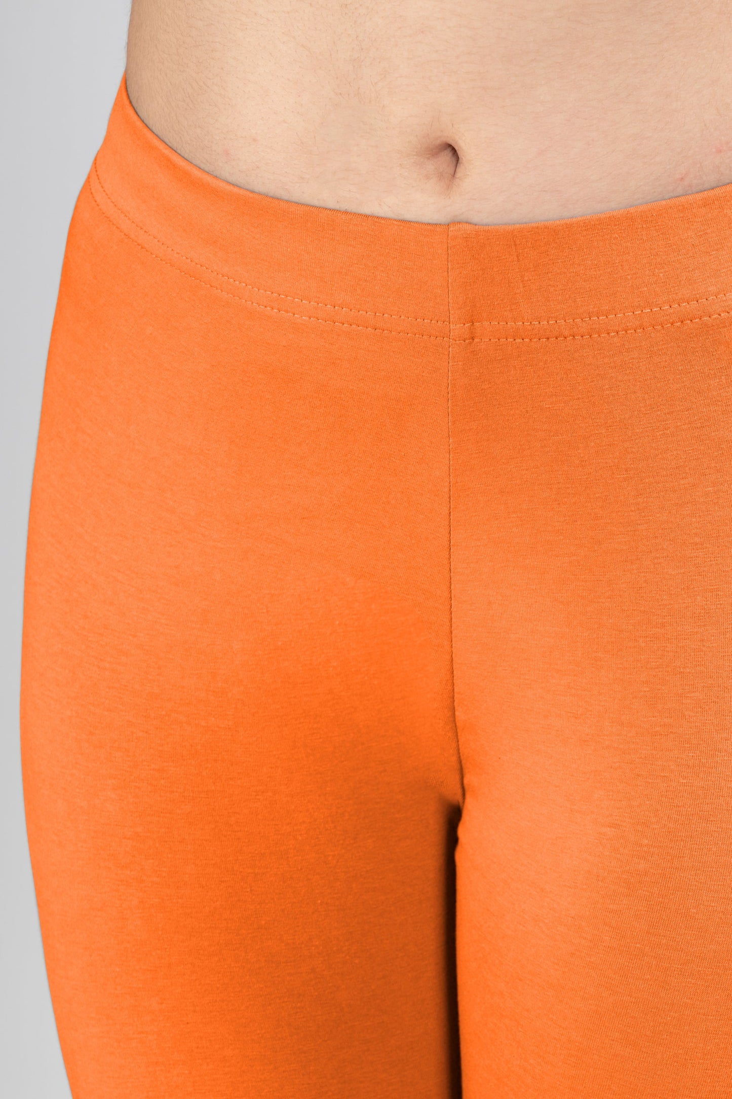 Orange Cotton Ankle Leggings