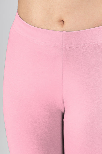Pink Cotton Ankle Leggings