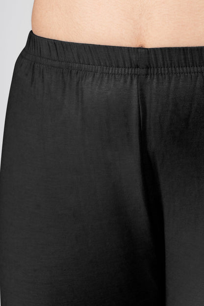Majestic Black Viscose Capri Leggings