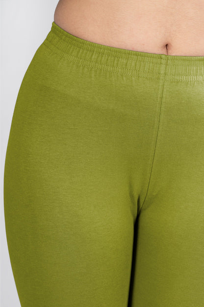 Olive Cotton Churidar Leggings