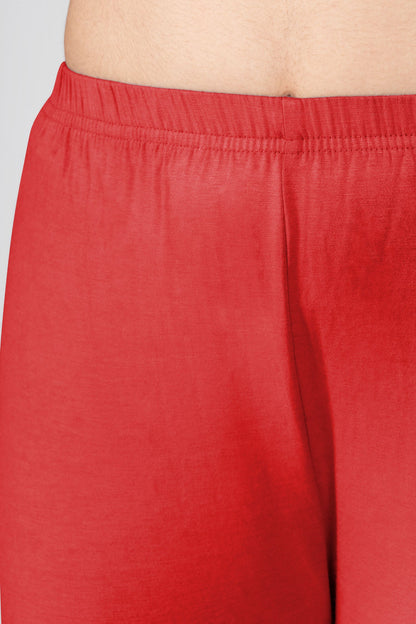 Platonic Red Viscose Capri Leggings