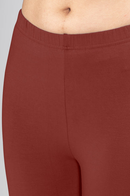 Joy Brown Viscose Ankle Leggings