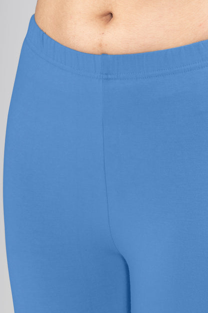 Bravo Blue Viscose Ankle Leggings