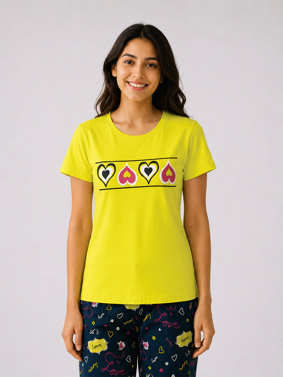 T Shirt & Pant Printed Pyjama Green