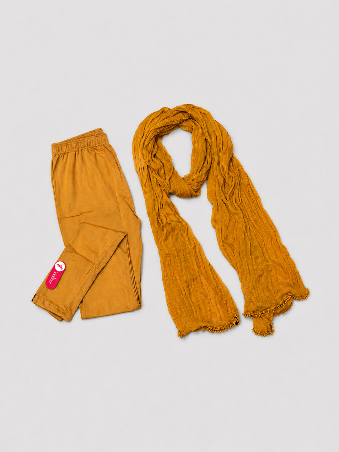 Mustard Ankle Leggings with Shawl Combo