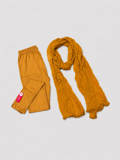 Mustard Ankle Leggings with Shawl Combo