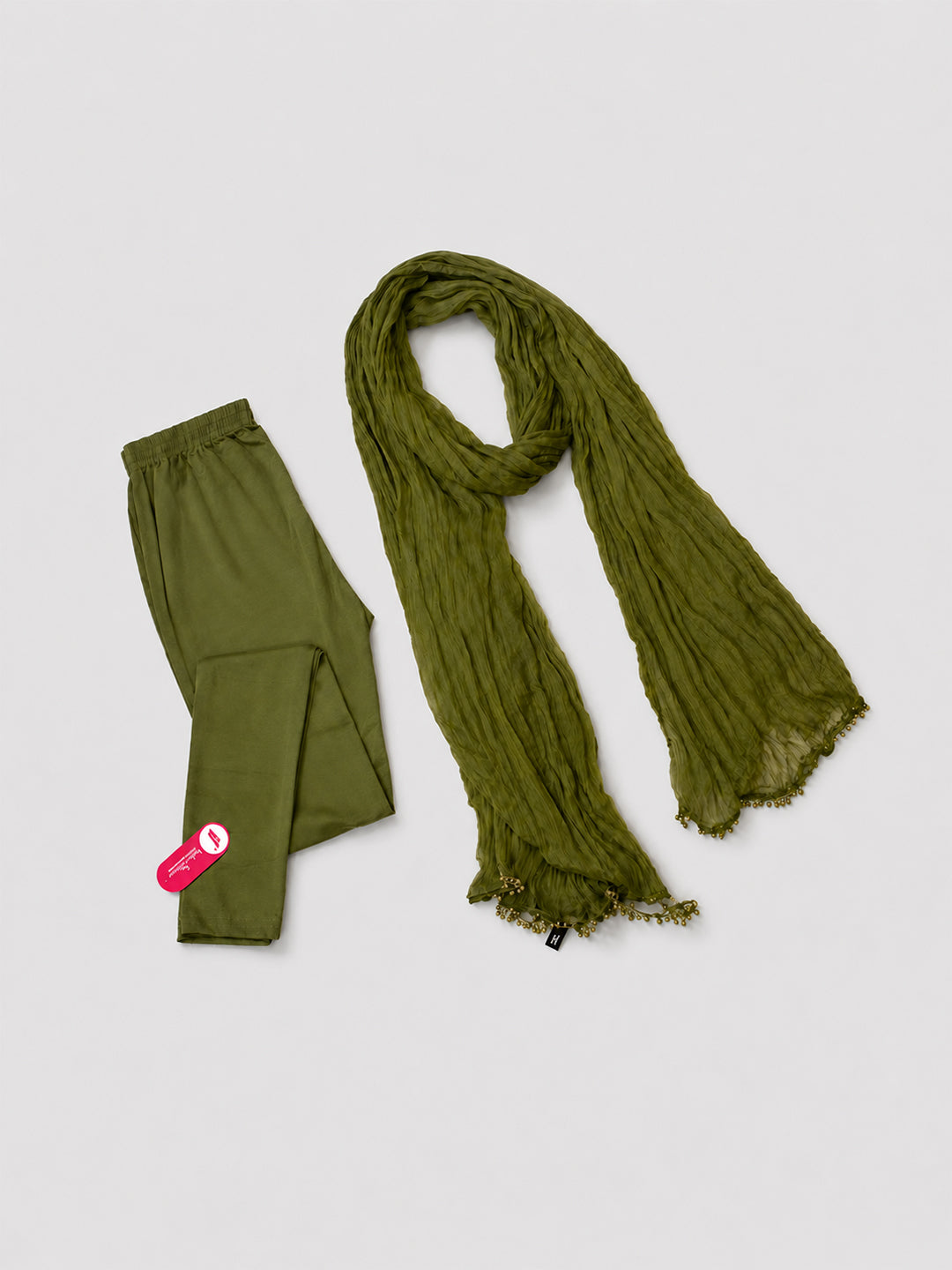 Olive Ankle Leggings with Shawl Combo