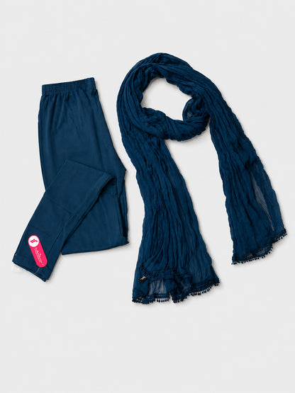 Navy Shimmer Ankle Leggings with Shawl